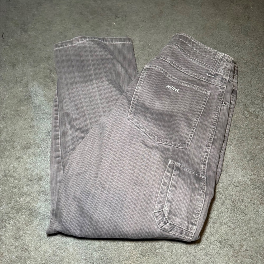 Kuhl Mens Gray Pinstripe Articulated Knee Hiking Work Pants 32x30